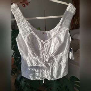 🌷Guess White Eyelet Tie-Front Top
